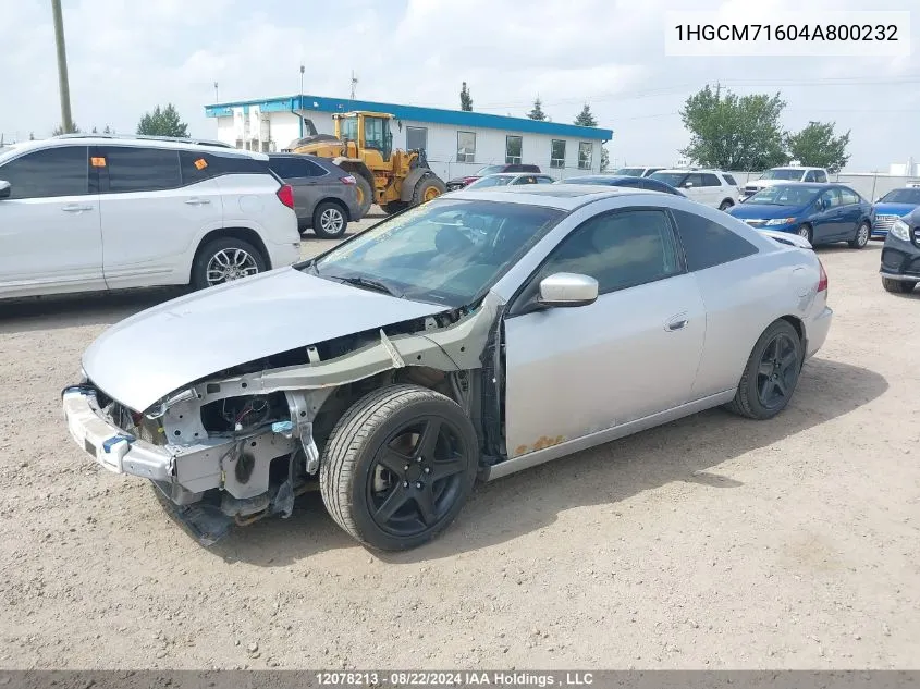 2004 Honda Accord Cpe VIN: 1HGCM71604A800232 Lot: 12078213