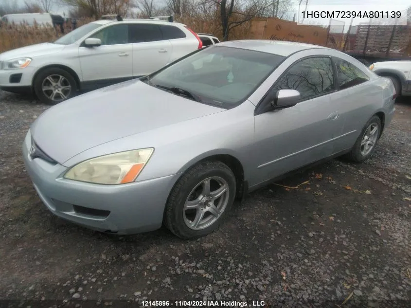 2004 Honda Accord Cpe VIN: 1HGCM72394A801139 Lot: 12145896