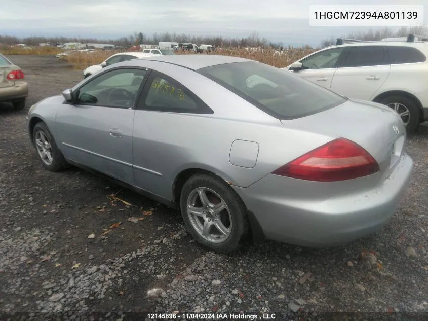 2004 Honda Accord Cpe VIN: 1HGCM72394A801139 Lot: 12145896