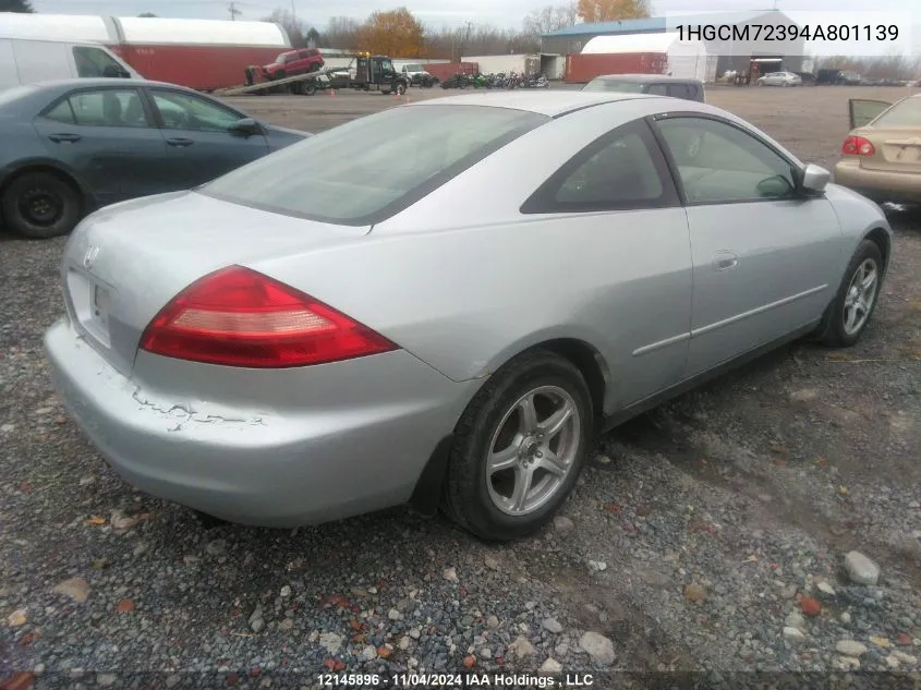 2004 Honda Accord Cpe VIN: 1HGCM72394A801139 Lot: 12145896