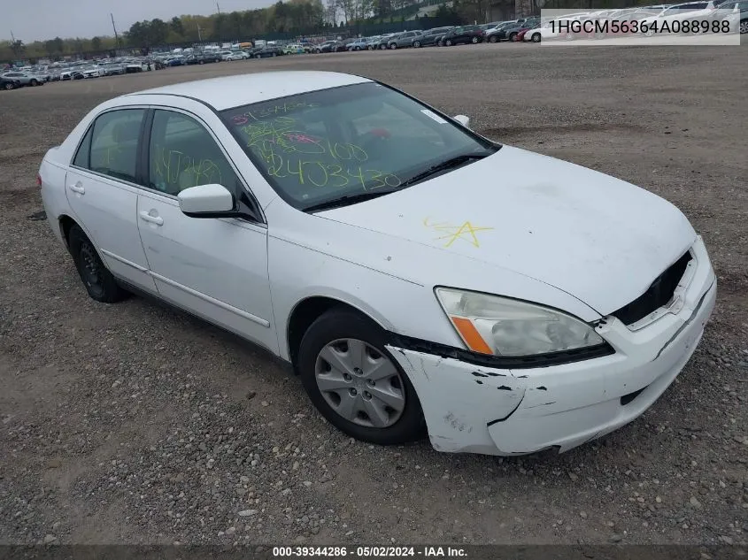 2004 Honda Accord 2.4 Lx VIN: 1HGCM56364A088988 Lot: 39344286