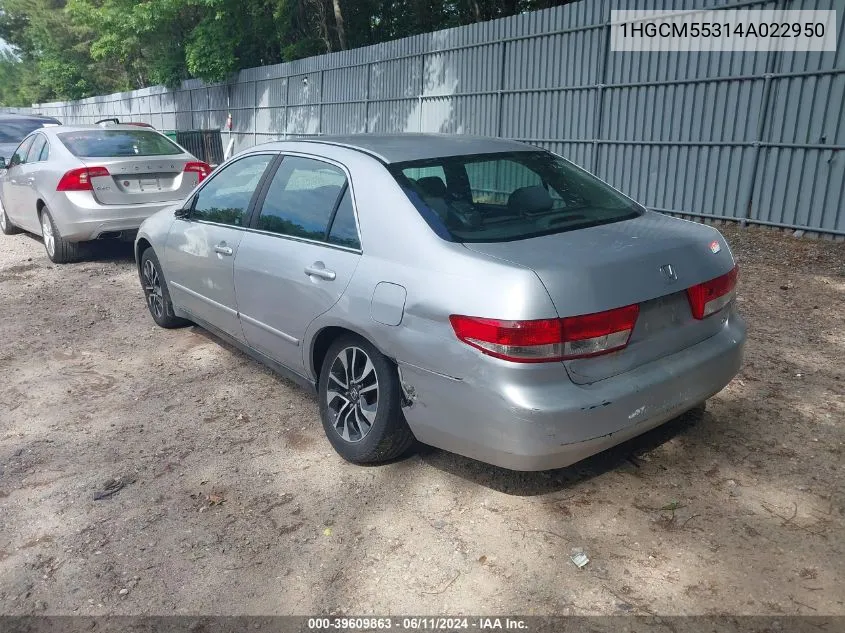 2004 Honda Accord 2.4 Lx VIN: 1HGCM55314A022950 Lot: 39609863