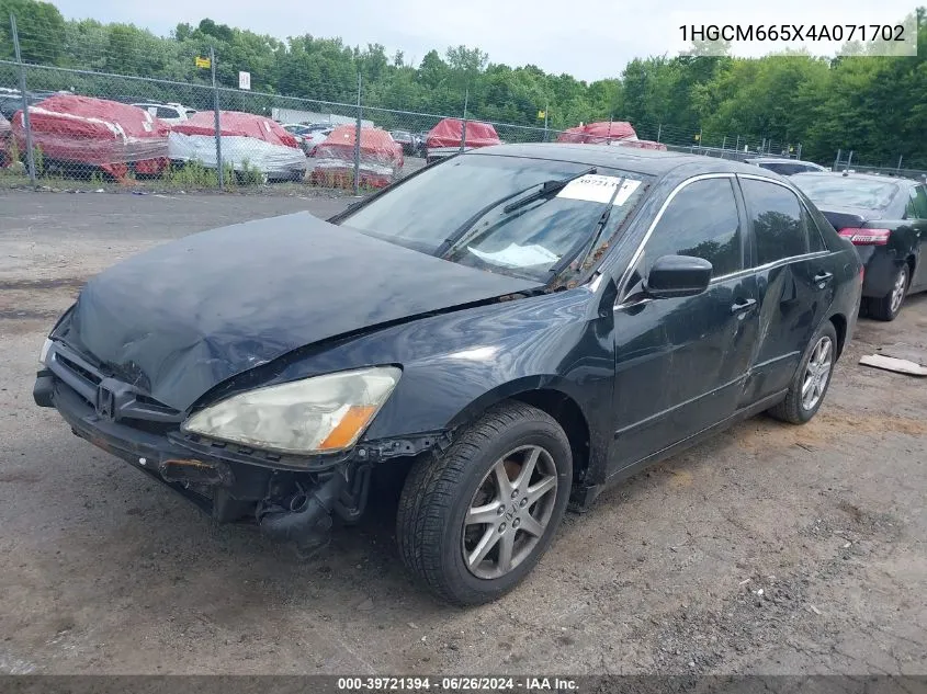 2004 Honda Accord 3.0 Ex VIN: 1HGCM665X4A071702 Lot: 39721394