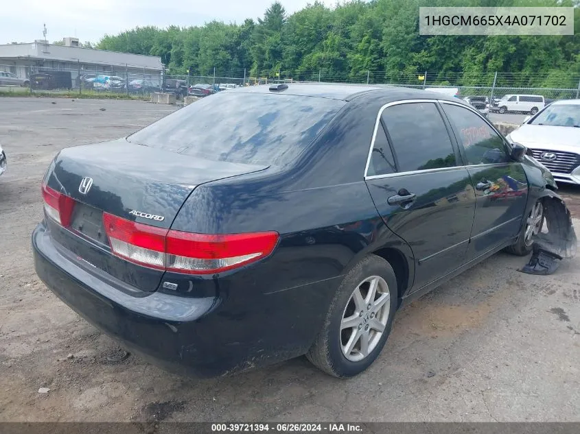 2004 Honda Accord 3.0 Ex VIN: 1HGCM665X4A071702 Lot: 39721394