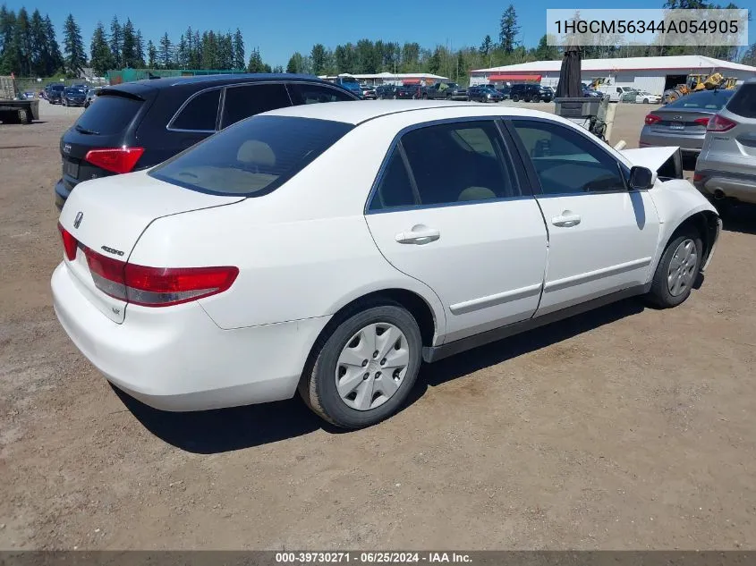 2004 Honda Accord 2.4 Lx VIN: 1HGCM56344A054905 Lot: 39730271