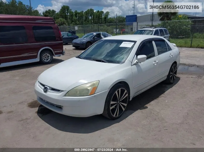 2004 Honda Accord 2.4 Lx VIN: 3HGCM56354G702186 Lot: 39923947