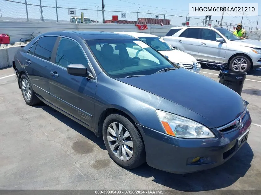 2004 Honda Accord 3.0 Ex VIN: 1HGCM66804A021210 Lot: 39935493