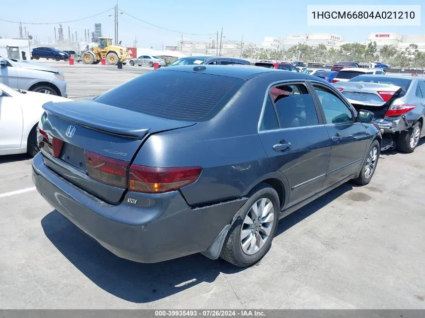 2004 Honda Accord 3.0 Ex VIN: 1HGCM66804A021210 Lot: 39935493