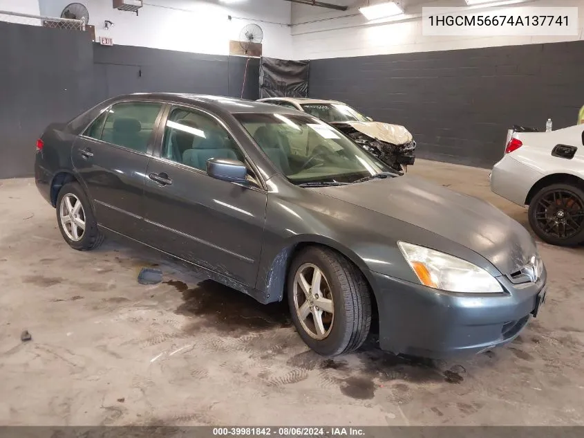 2004 Honda Accord 2.4 Ex VIN: 1HGCM56674A137741 Lot: 39981842