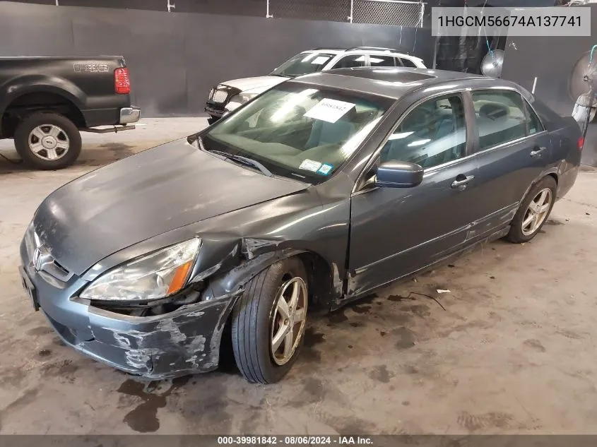 2004 Honda Accord 2.4 Ex VIN: 1HGCM56674A137741 Lot: 39981842