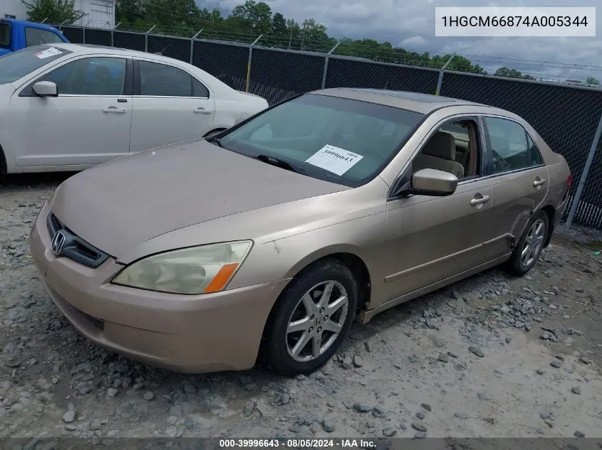 2004 Honda Accord 3.0 Ex VIN: 1HGCM66874A005344 Lot: 39996643