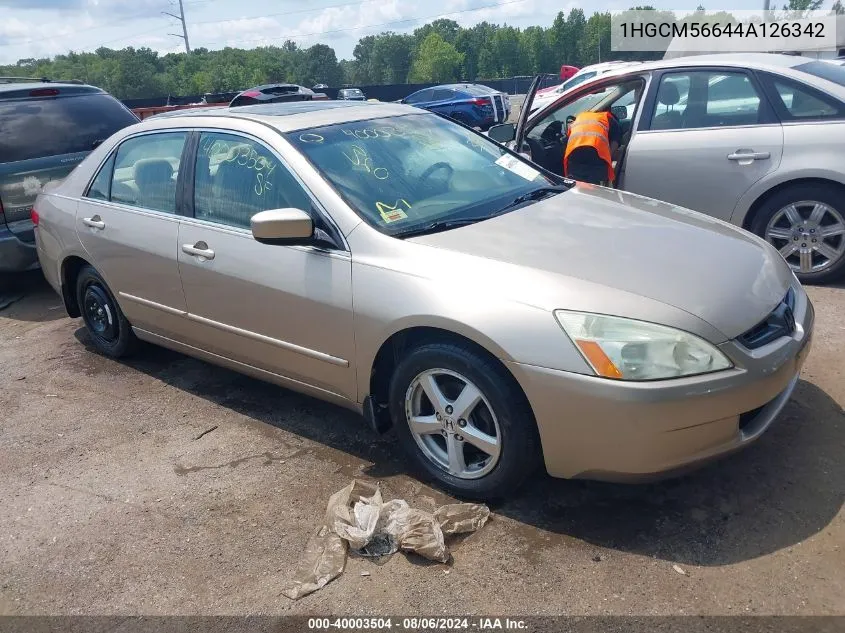 2004 Honda Accord 2.4 Ex VIN: 1HGCM56644A126342 Lot: 40003504