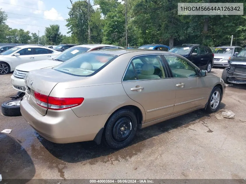 2004 Honda Accord 2.4 Ex VIN: 1HGCM56644A126342 Lot: 40003504