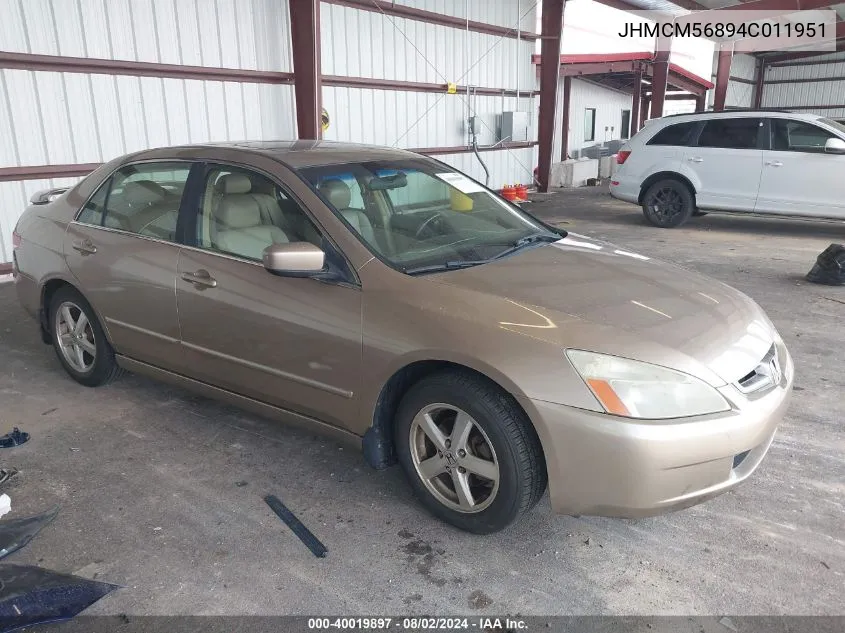 2004 Honda Accord 2.4 Ex VIN: JHMCM56894C011951 Lot: 40019897