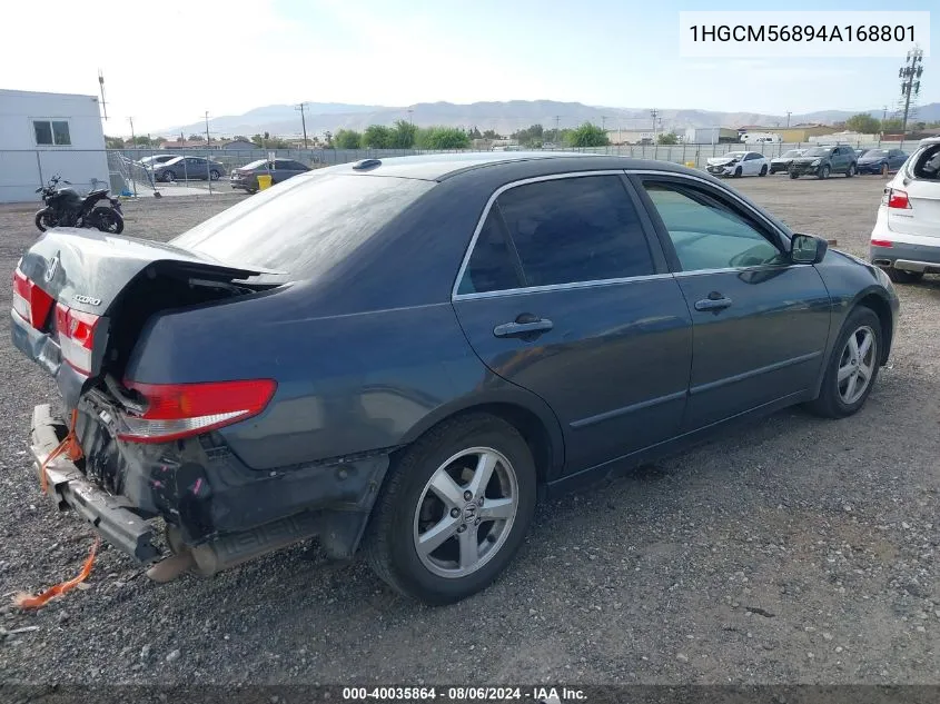 2004 Honda Accord 2.4 Ex VIN: 1HGCM56894A168801 Lot: 40035864