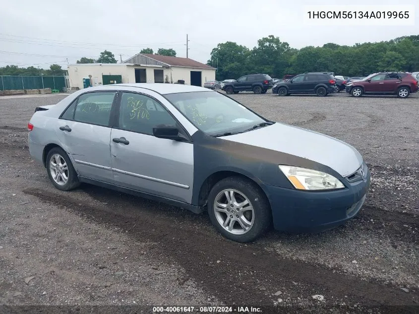 2004 Honda Accord 2.4 Dx VIN: 1HGCM56134A019965 Lot: 40061647