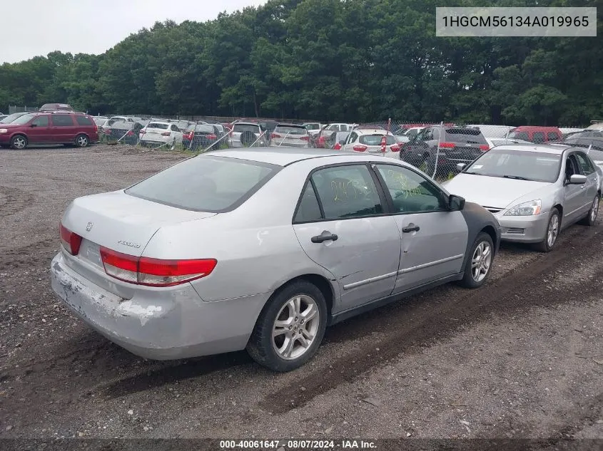 2004 Honda Accord 2.4 Dx VIN: 1HGCM56134A019965 Lot: 40061647