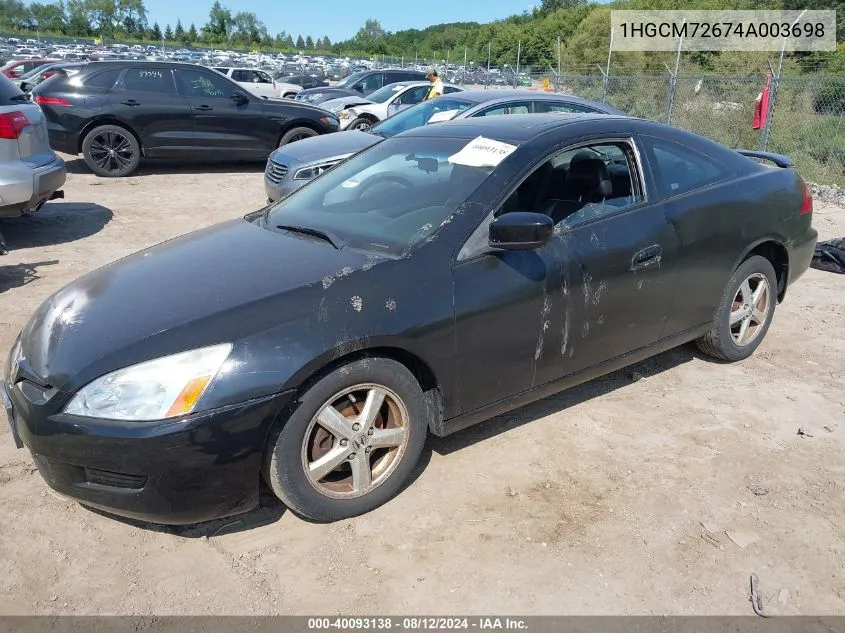 2004 Honda Accord 2.4 Ex VIN: 1HGCM72674A003698 Lot: 40093138