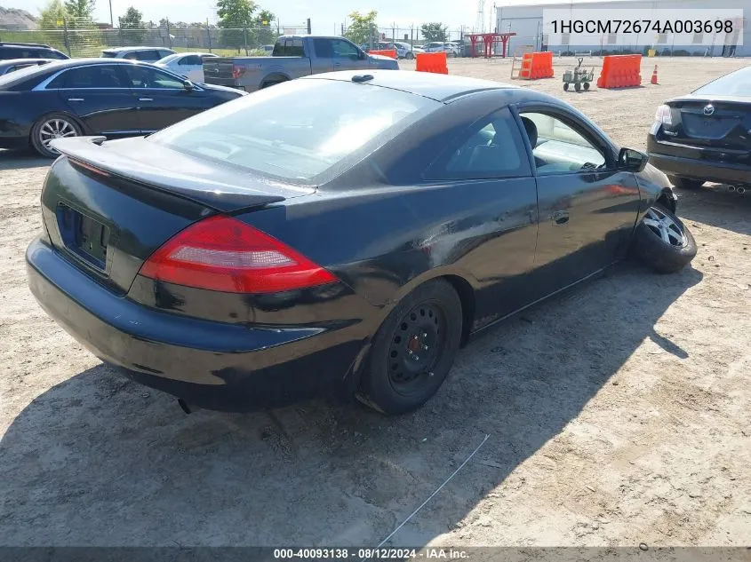 2004 Honda Accord 2.4 Ex VIN: 1HGCM72674A003698 Lot: 40093138