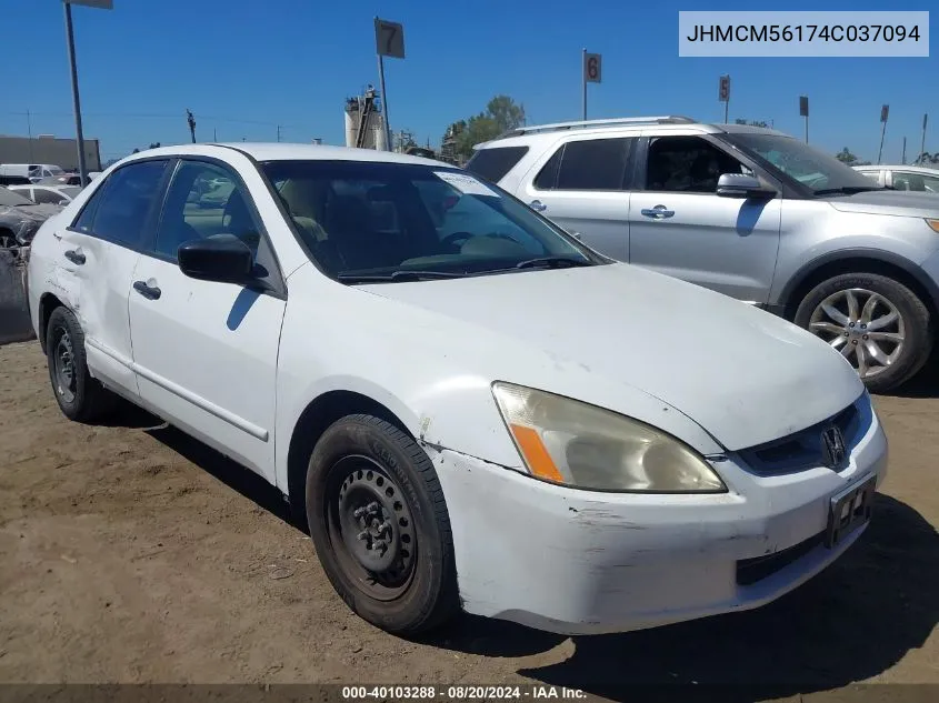 2004 Honda Accord Dx VIN: JHMCM56174C037094 Lot: 40103288