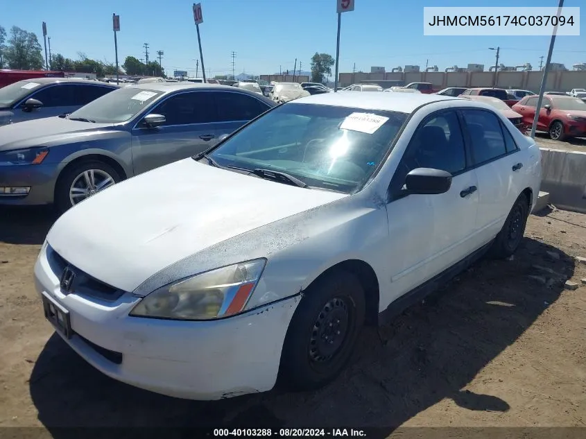 2004 Honda Accord Dx VIN: JHMCM56174C037094 Lot: 40103288