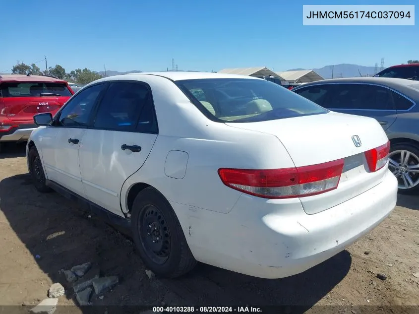 2004 Honda Accord Dx VIN: JHMCM56174C037094 Lot: 40103288