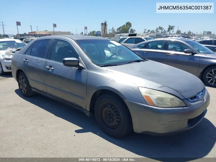 2004 Honda Accord 2.4 Lx VIN: JHMCM56354C001387 Lot: 40116072