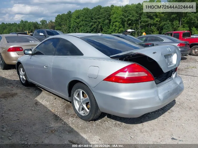 2004 Honda Accord 2.4 Ex VIN: 1HGCM72644A024444 Lot: 40136514