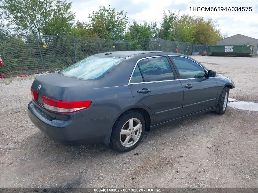 2004 Honda Accord Ex VIN: 1HGCM66594A034575 Lot: 40140302