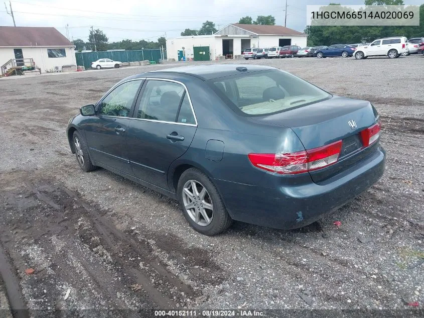 1HGCM66514A020069 2004 Honda Accord 3.0 Ex