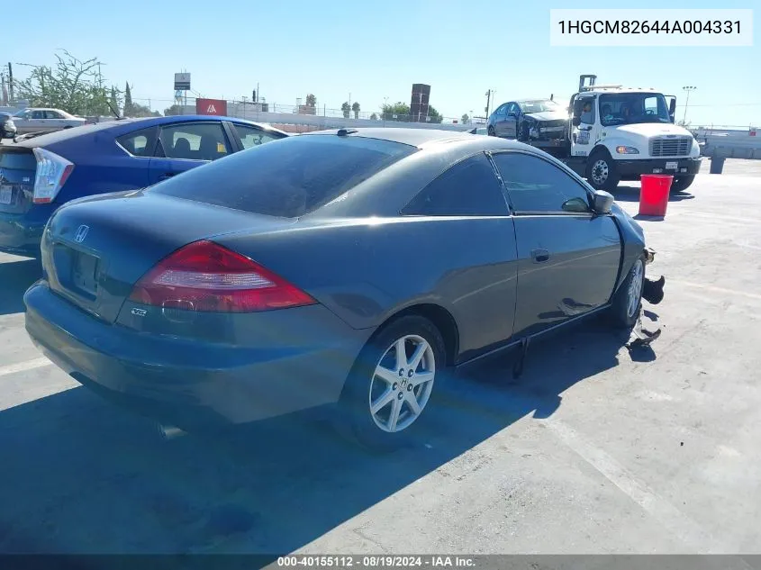 2004 Honda Accord 3.0 Ex VIN: 1HGCM82644A004331 Lot: 40155112