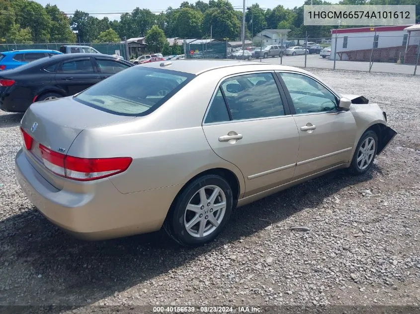 2004 Honda Accord 3.0 Ex VIN: 1HGCM66574A101612 Lot: 40156639