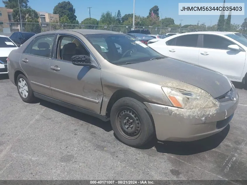 2004 Honda Accord Lx VIN: JHMCM56344C035403 Lot: 40171007