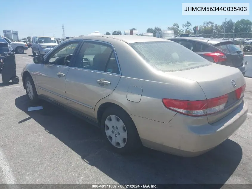 2004 Honda Accord Lx VIN: JHMCM56344C035403 Lot: 40171007