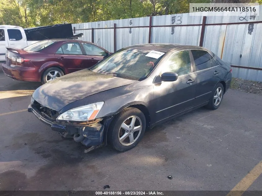 2004 Honda Accord 2.4 Ex VIN: 1HGCM56644A118516 Lot: 40188156