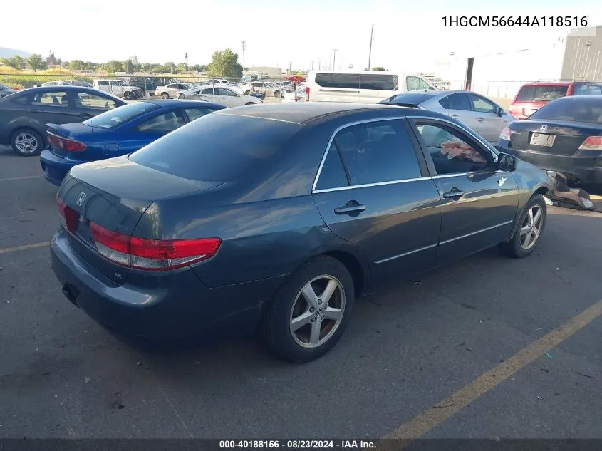 2004 Honda Accord 2.4 Ex VIN: 1HGCM56644A118516 Lot: 40188156