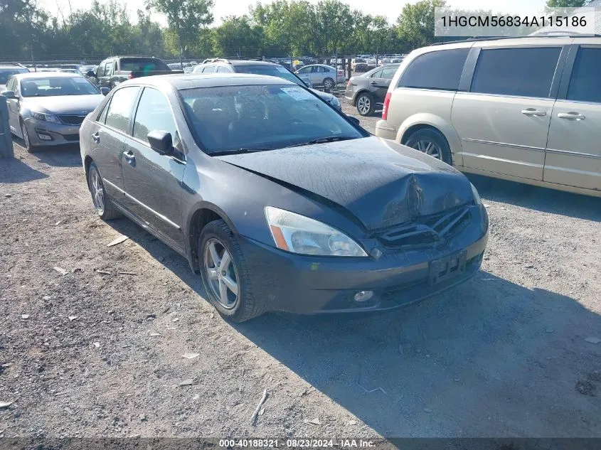 2004 Honda Accord 2.4 Ex VIN: 1HGCM56834A115186 Lot: 40188321