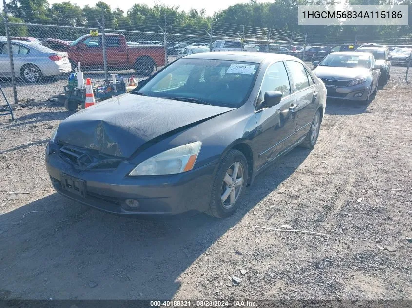 2004 Honda Accord 2.4 Ex VIN: 1HGCM56834A115186 Lot: 40188321