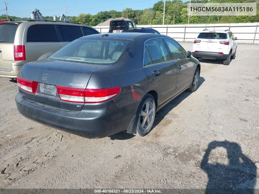 2004 Honda Accord 2.4 Ex VIN: 1HGCM56834A115186 Lot: 40188321