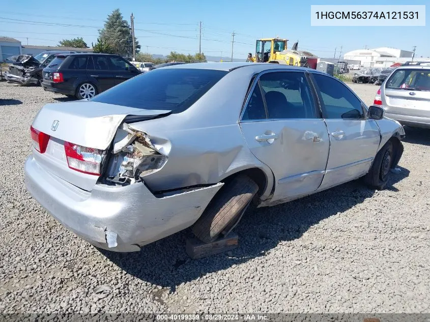 2004 Honda Accord 2.4 Lx VIN: 1HGCM56374A121531 Lot: 40199359