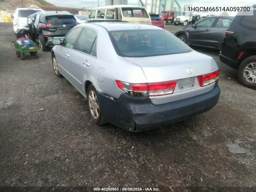 2004 Honda Accord 3.0 Ex VIN: 1HGCM66514A059700 Lot: 40200953