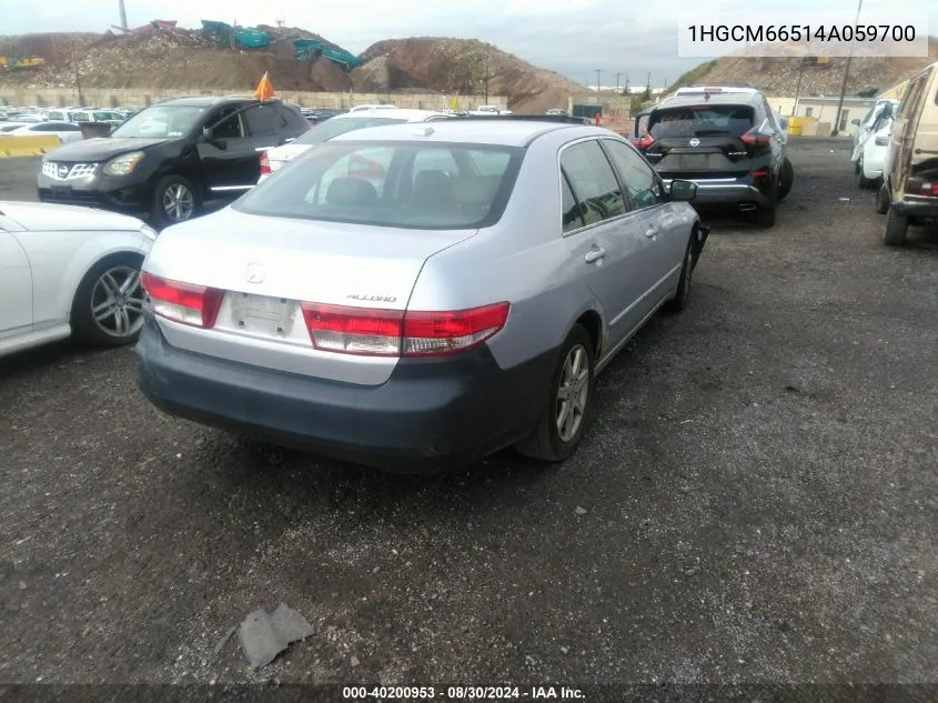 2004 Honda Accord 3.0 Ex VIN: 1HGCM66514A059700 Lot: 40200953