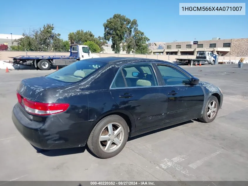 2004 Honda Accord 2.4 Ex VIN: 1HGCM566X4A071007 Lot: 40220352