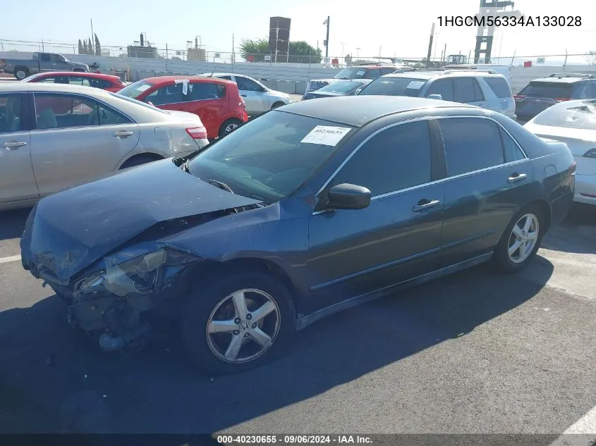 2004 Honda Accord 2.4 Lx VIN: 1HGCM56334A133028 Lot: 40230655