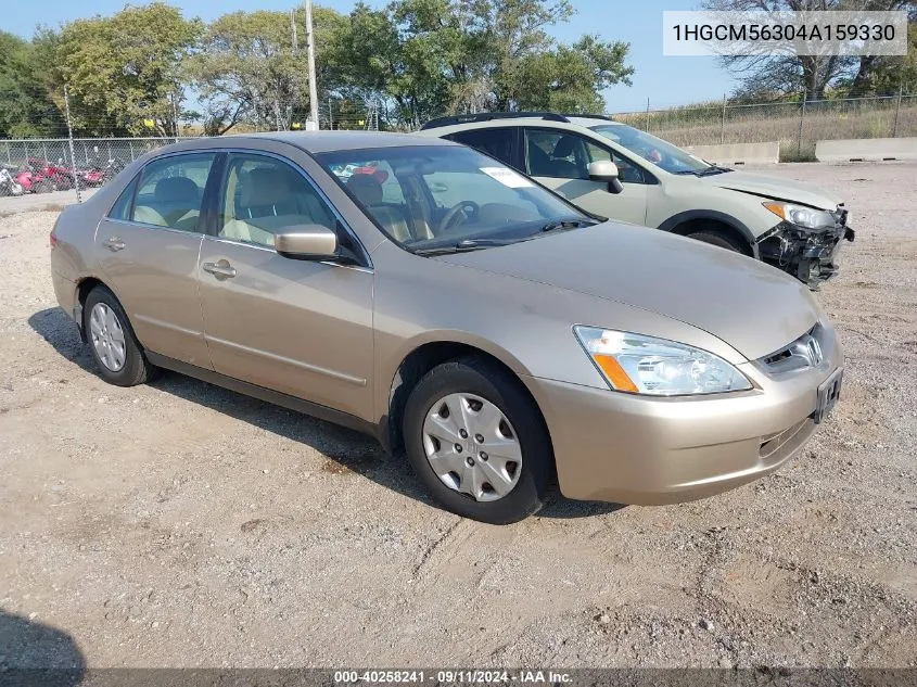 2004 Honda Accord 2.4 Lx VIN: 1HGCM56304A159330 Lot: 40258241