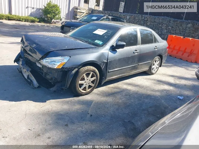 2004 Honda Accord 3.0 Ex VIN: 1HGCM66534A043241 Lot: 40262489