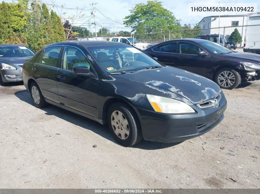 2004 Honda Accord 2.4 Lx VIN: 1HGCM56384A109422 Lot: 40266652