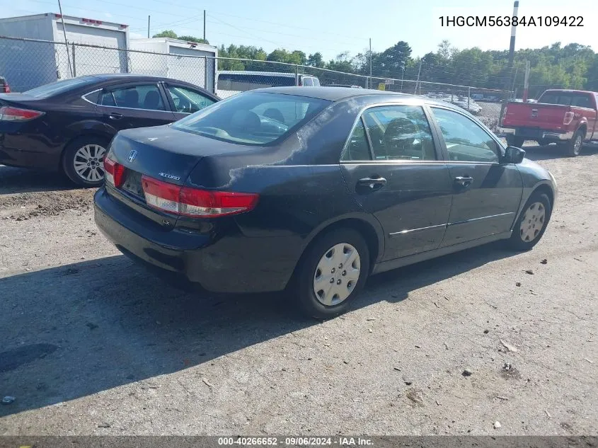 2004 Honda Accord 2.4 Lx VIN: 1HGCM56384A109422 Lot: 40266652