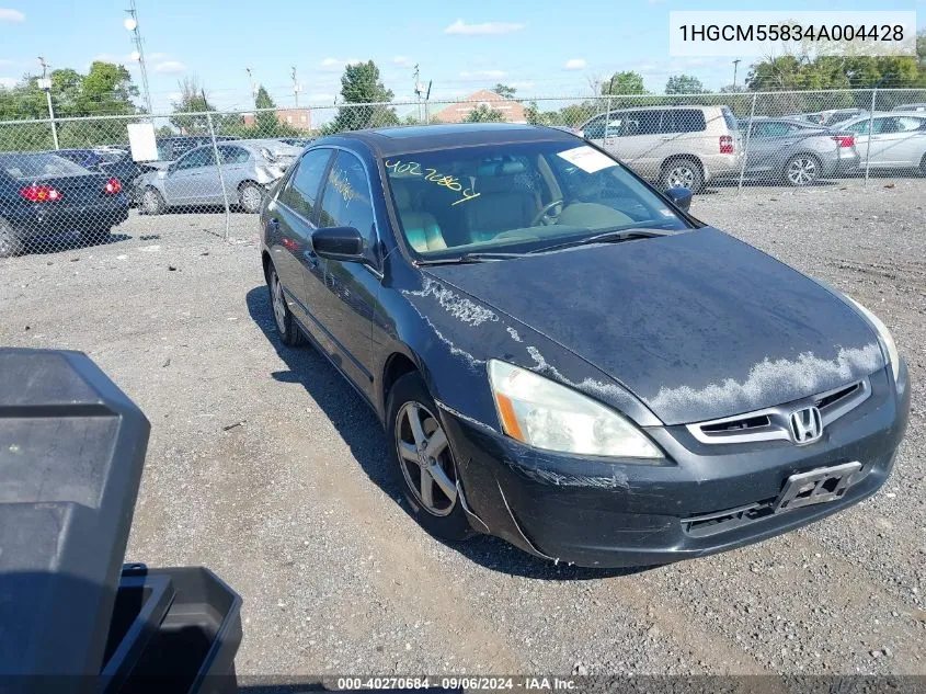 2004 Honda Accord 2.4 Ex VIN: 1HGCM55834A004428 Lot: 40270684