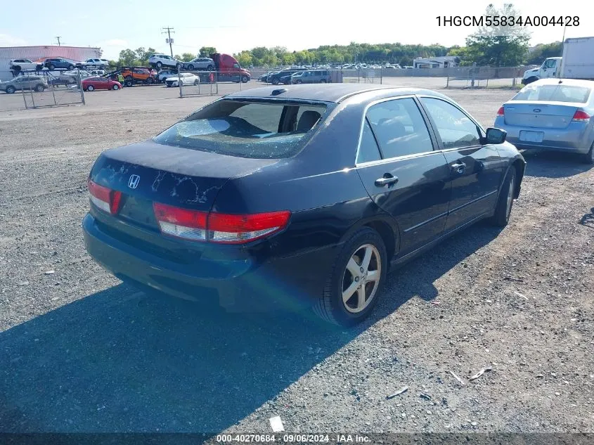 2004 Honda Accord 2.4 Ex VIN: 1HGCM55834A004428 Lot: 40270684